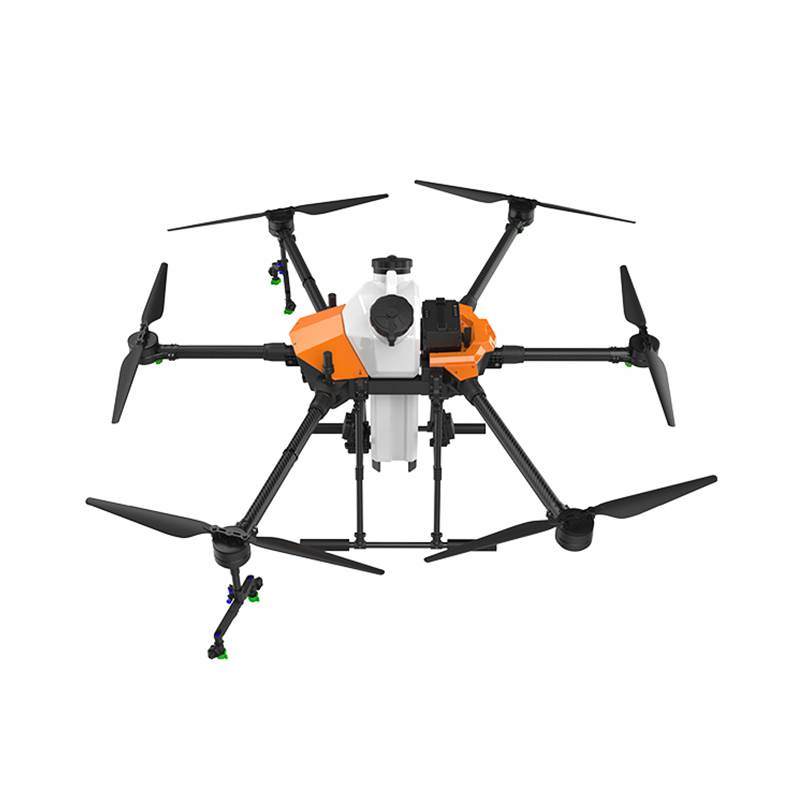 6-axis agricultural drone spraying organic fertilizer on steep vineyard slopes