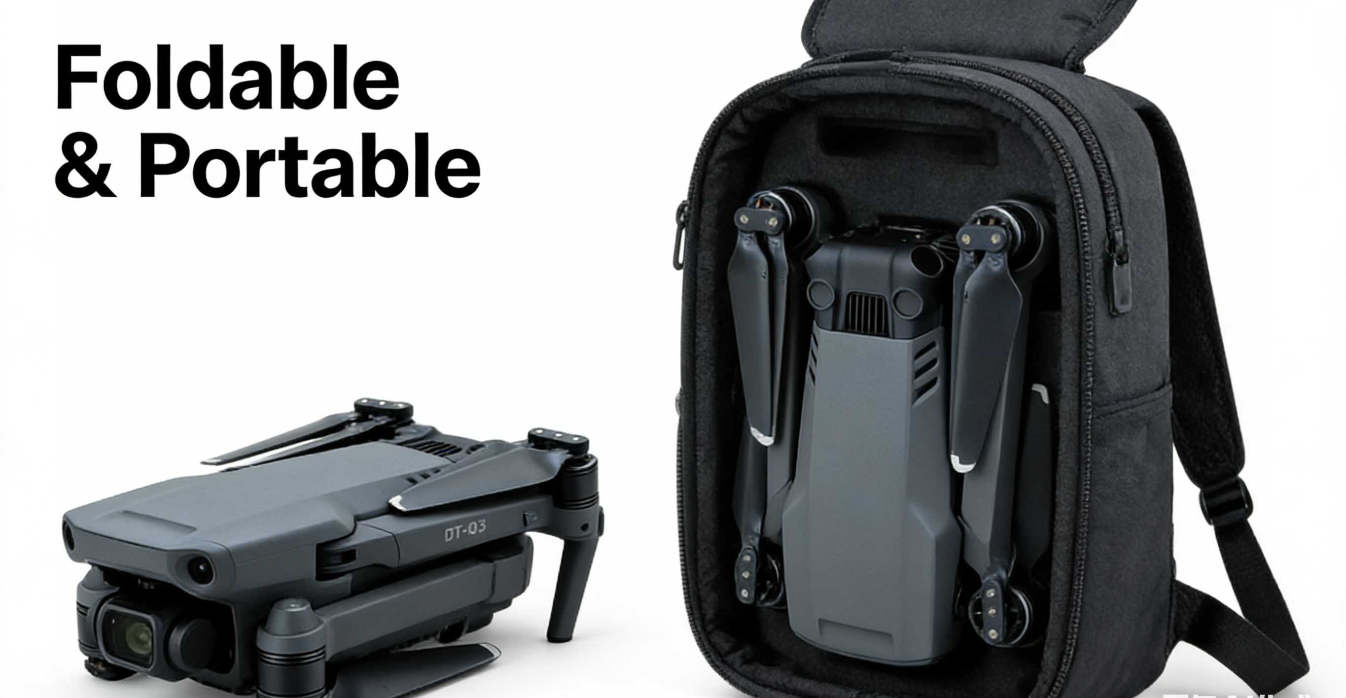 DT-03 foldable industrial drone equipped with dual-sensor thermal gimbal and AI recognition system